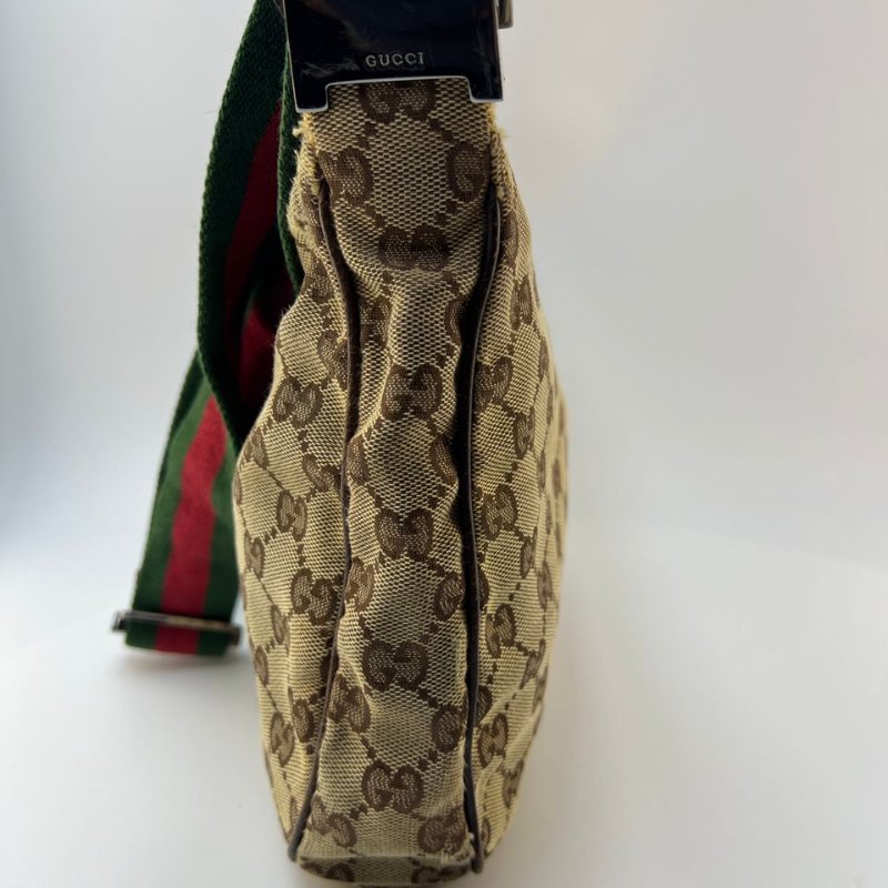 Gucci 經典雙 G 帆布月牙形斜挎包-3