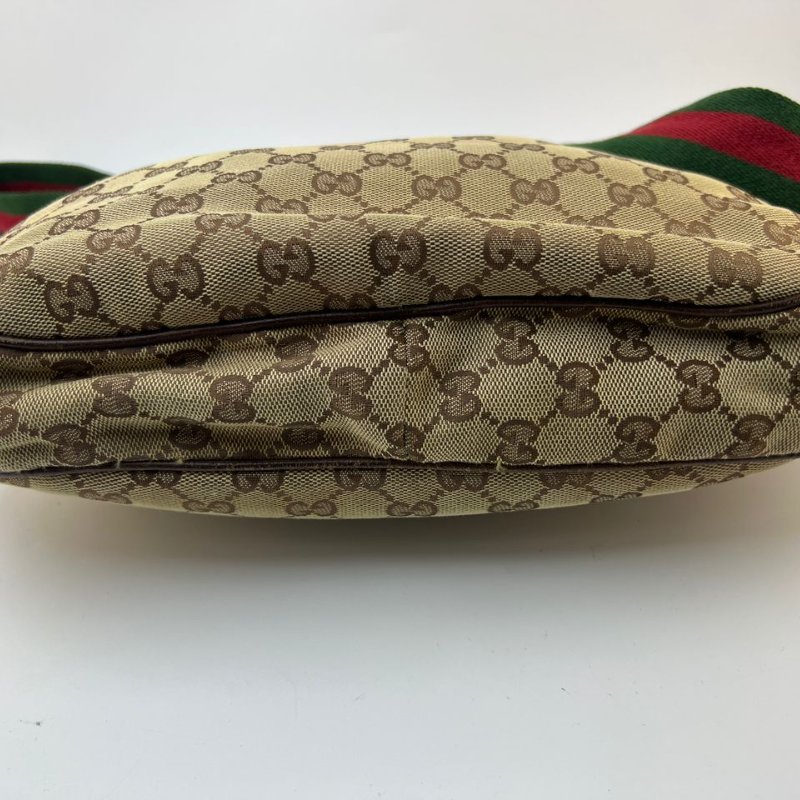 Gucci 經典雙 G 帆布月牙形斜挎包-12