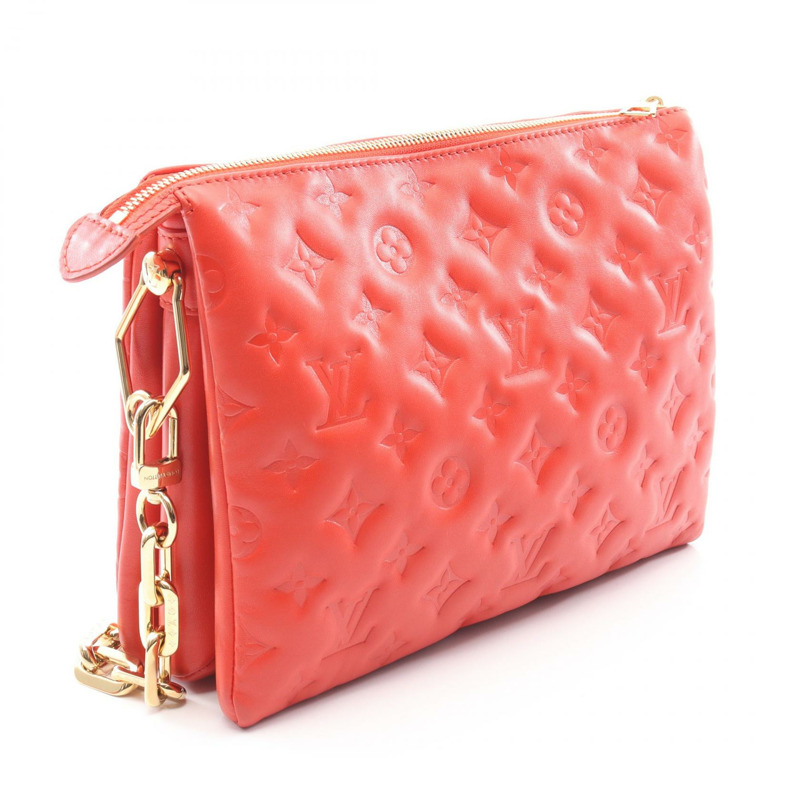 路易威登 Coussin PM 鏈條肩背包 M57792 Monogram 壓花 Rouge 二手-1