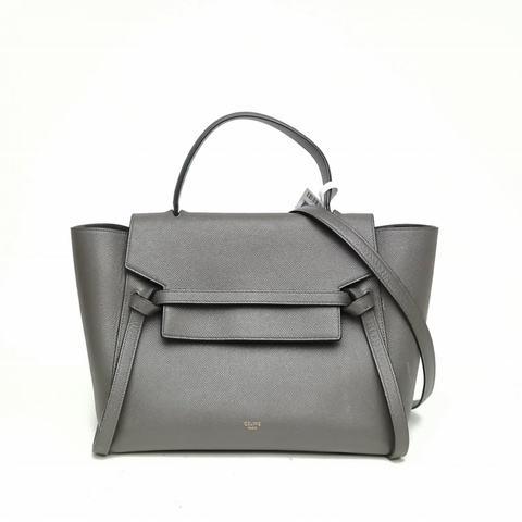 CELINE Belt鯰魚包Mini28灰色牛皮金扣