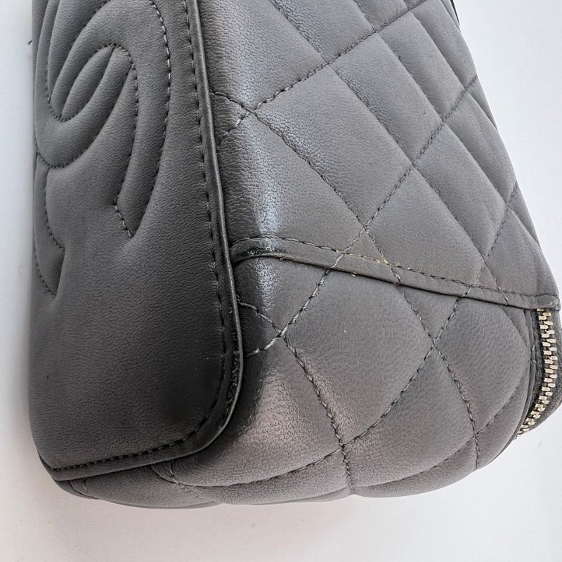 Chanel 灰色菱格紋手提長盒子-7