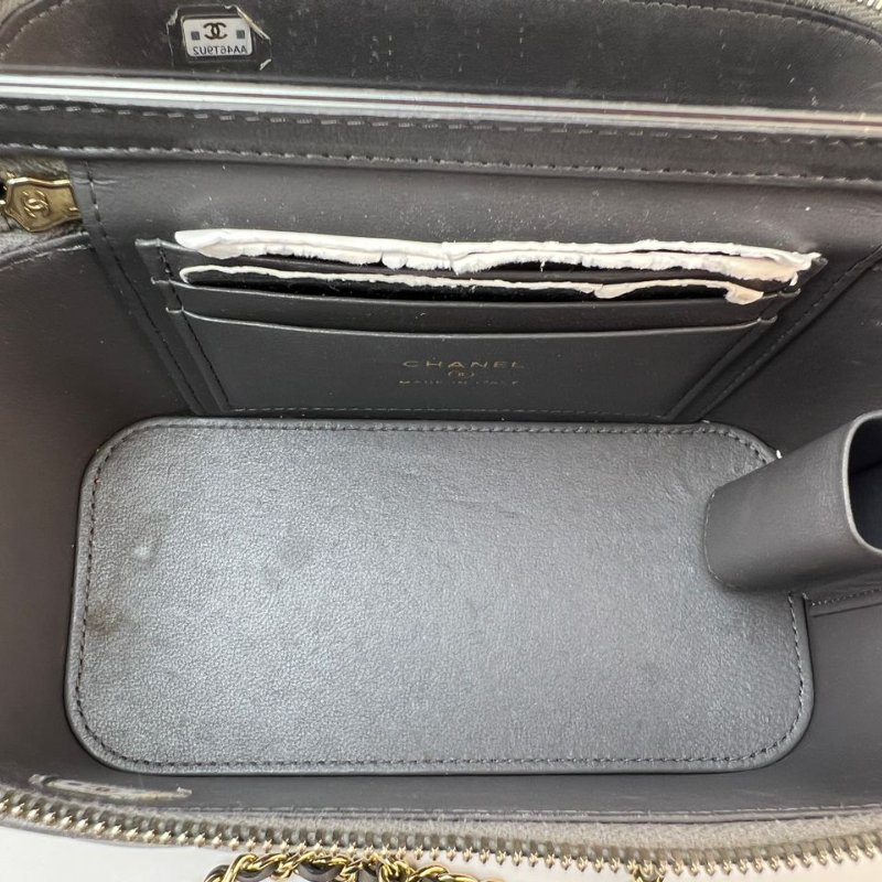 Chanel 灰色菱格紋手提長盒子-12