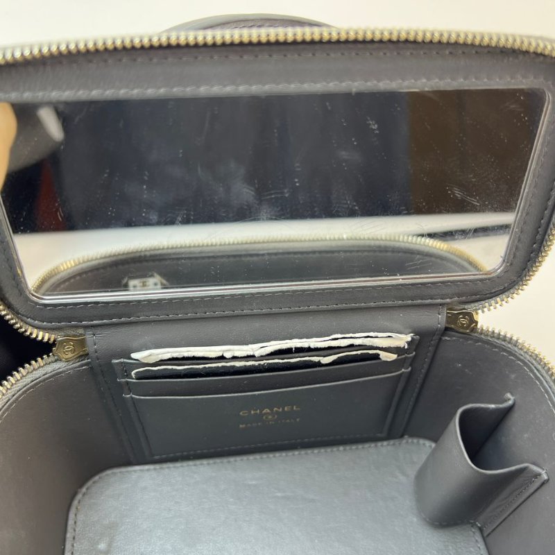 Chanel 灰色菱格紋手提長盒子-13