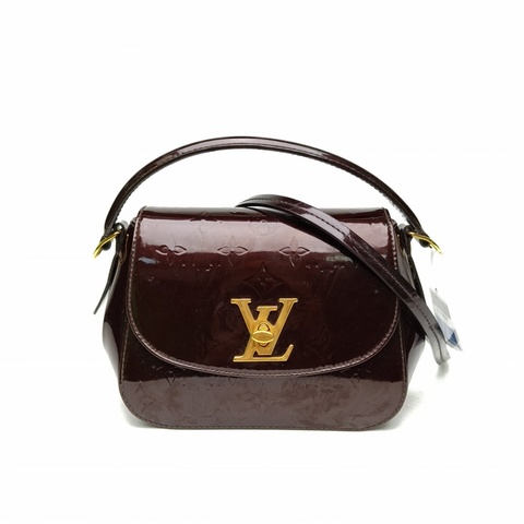 LOUIS VUITTON 車厘子紅漆皮金扣2016斜挎包馬鞍包