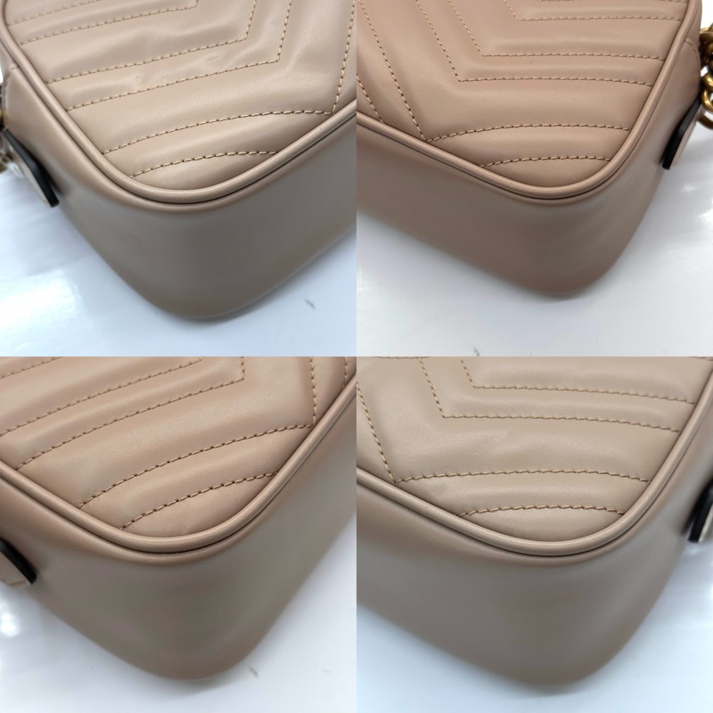 GUCCI 古馳 裸粉色牛皮GG Marmont 斜背包 447632-4