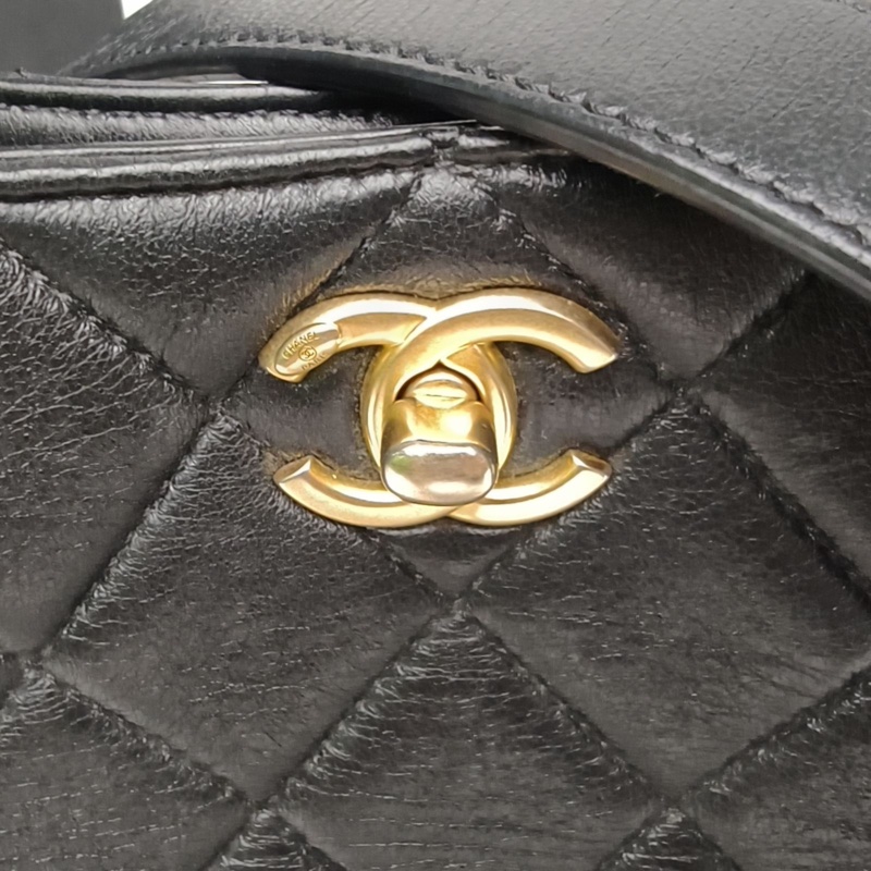 CHANEL 皮穿鏈粗金屬鏈單肩斜挎嬉皮包牛皮晶片開金扣-4