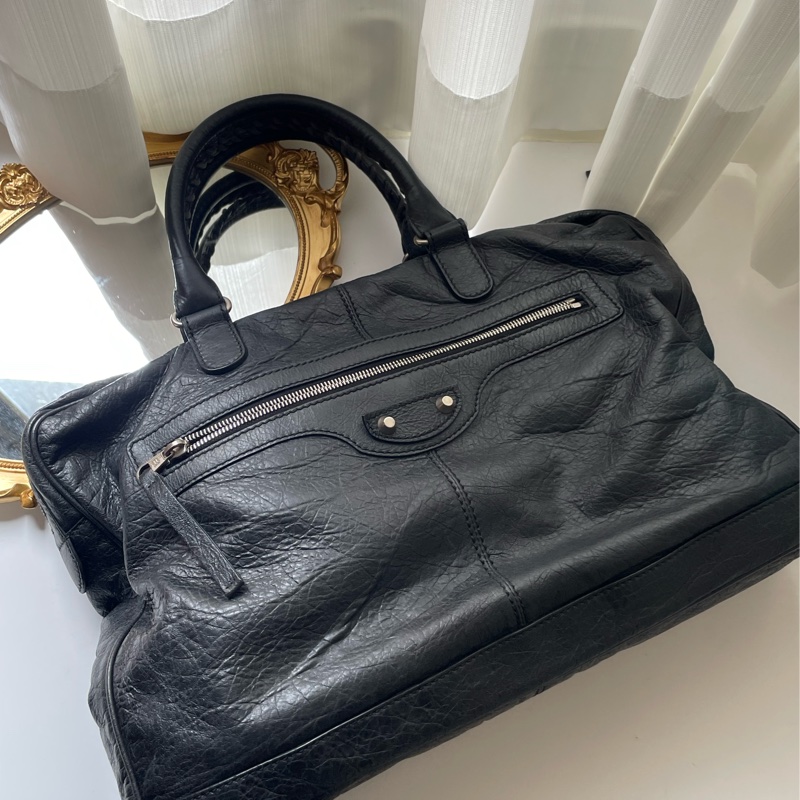 ▪️富貴選物FUGUEI▪️Balenciaga 黑銀機車包手提公事包-0