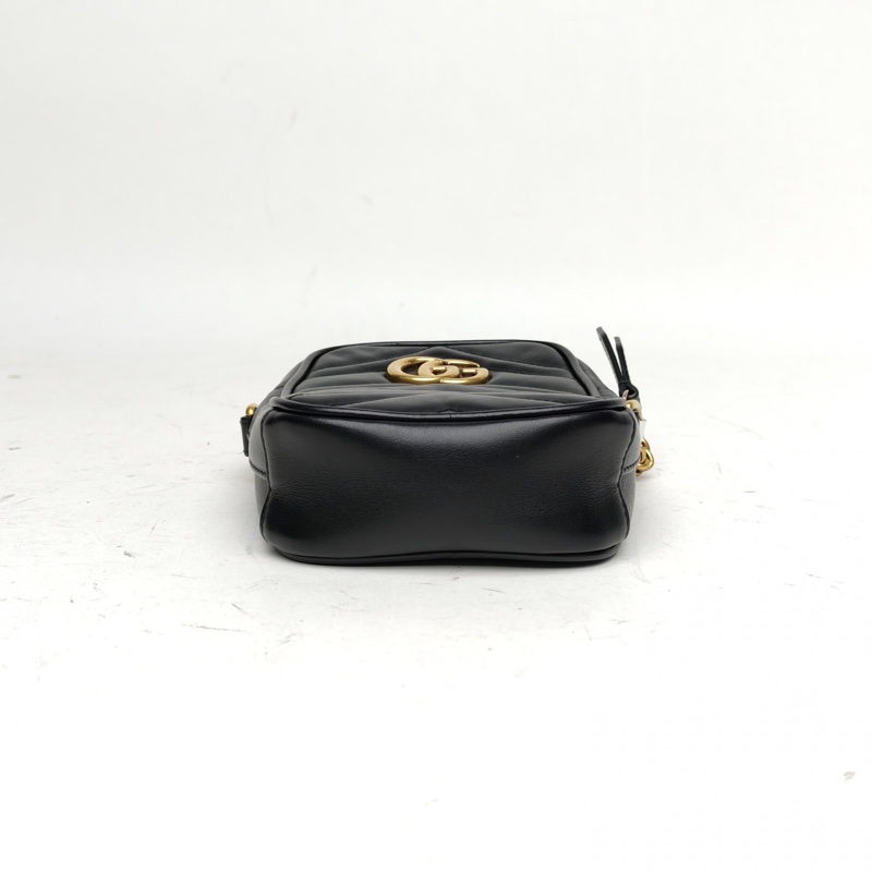 GUCCI GGMarmont手機包Mini黑色牛皮金扣-3