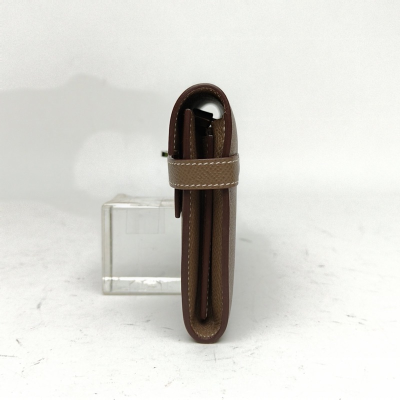 HERMES Kelly長款錢包18大象灰Epsom皮X刻銀扣-1