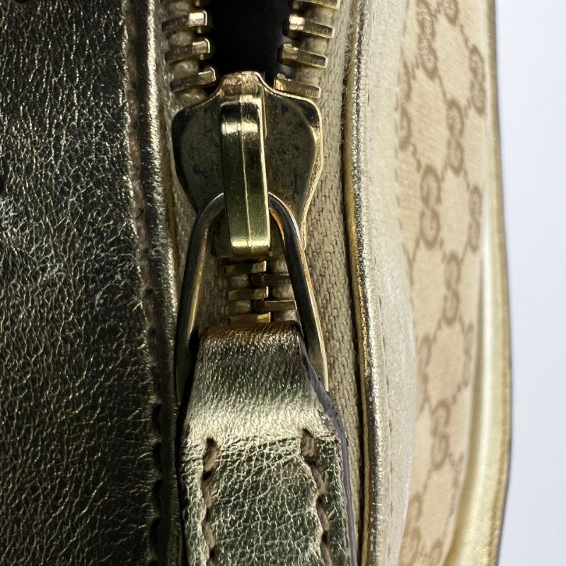 Gucci 經典雙 G 老花帆布配皮手提包-15