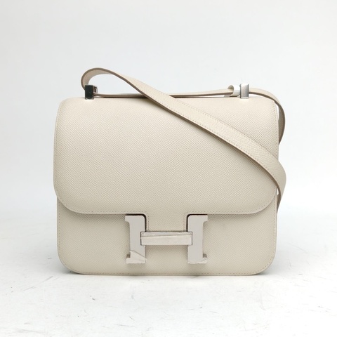 HERMES Constance康康2410奶昔白Epsom皮X刻銀扣