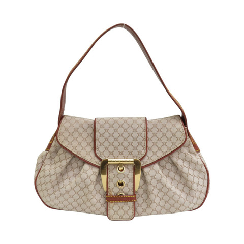 米白/棕色 帆布 牛皮 手提包【CELINE 賽琳】