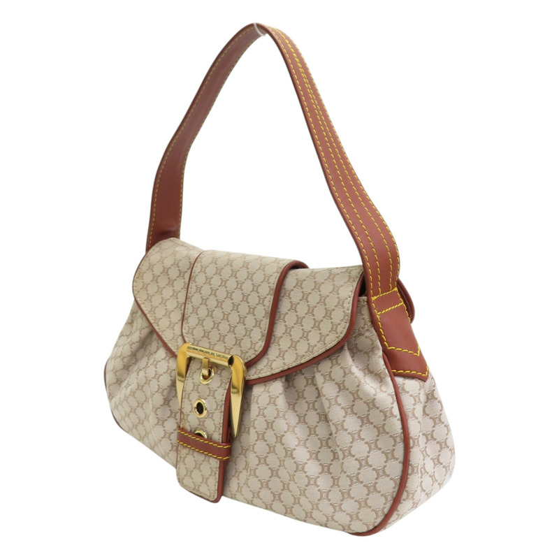 米白/棕色 帆布 牛皮 手提包【CELINE 賽琳】-2