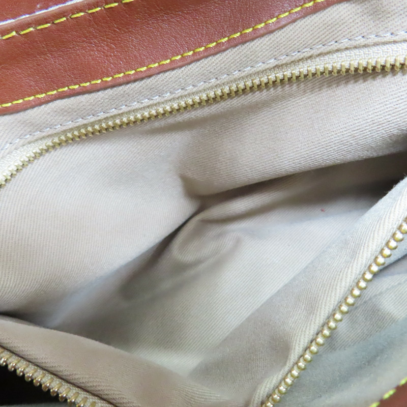 米白/棕色 帆布 牛皮 手提包【CELINE 賽琳】-6