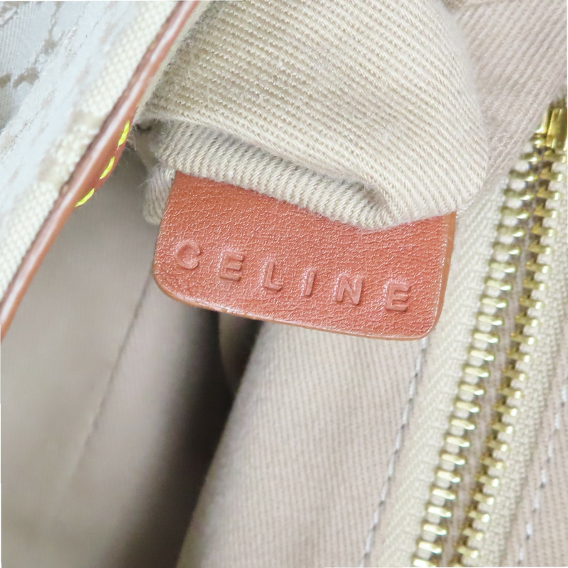 米白/棕色 帆布 牛皮 手提包【CELINE 賽琳】-7
