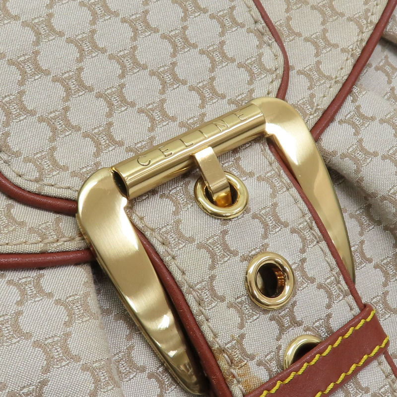 米白/棕色 帆布 牛皮 手提包【CELINE 賽琳】-9