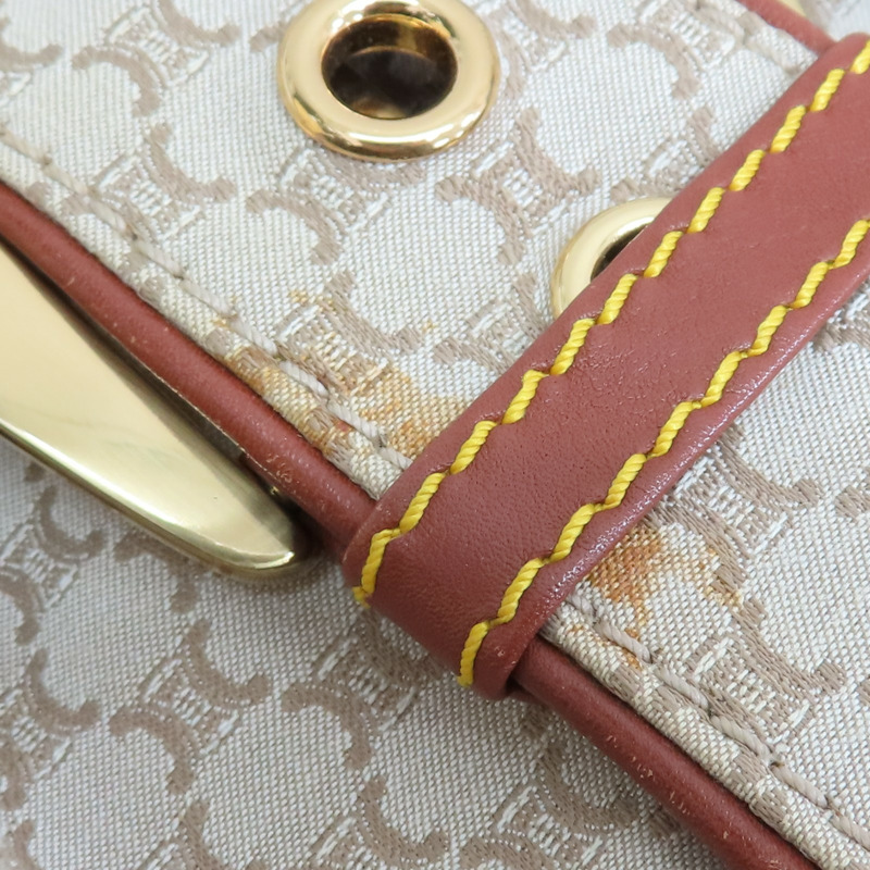 米白/棕色 帆布 牛皮 手提包【CELINE 賽琳】-16