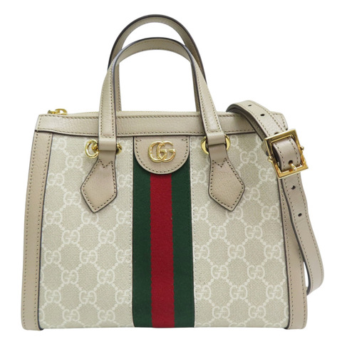 米色 PVC塗層帆布 Ophidia 小號手提包【GUCCI 古馳】 547551