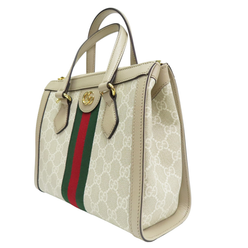 米色 PVC塗層帆布 Ophidia 小號手提包【GUCCI 古馳】 547551-2