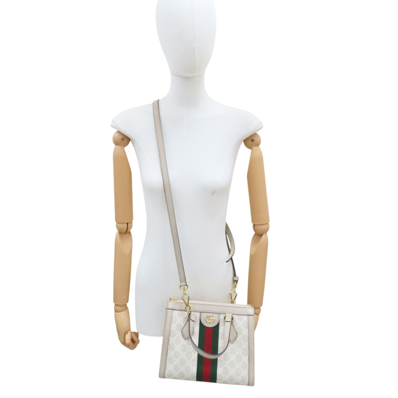 米色 PVC塗層帆布 Ophidia 小號手提包【GUCCI 古馳】 547551-7