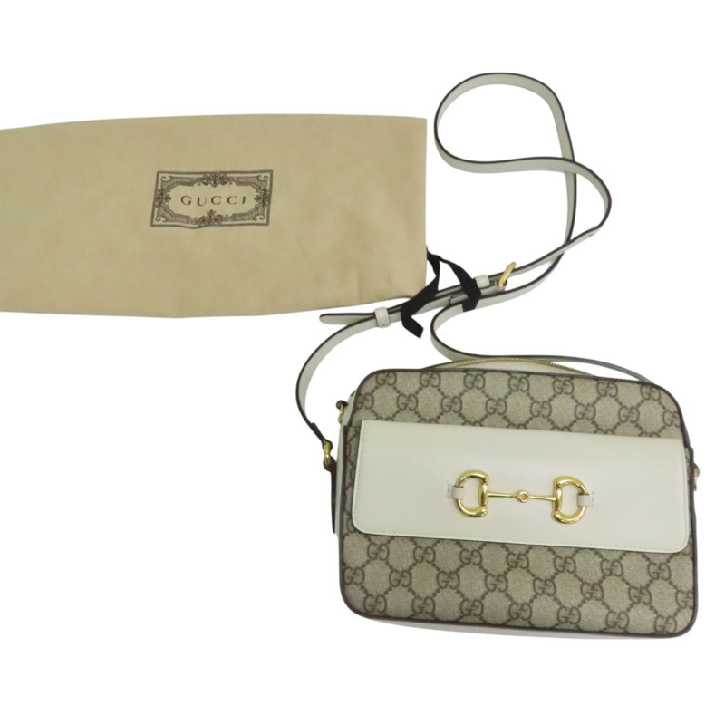 白色 Horsebit 1955 肩背包【GUCCI 古馳】 645454-12