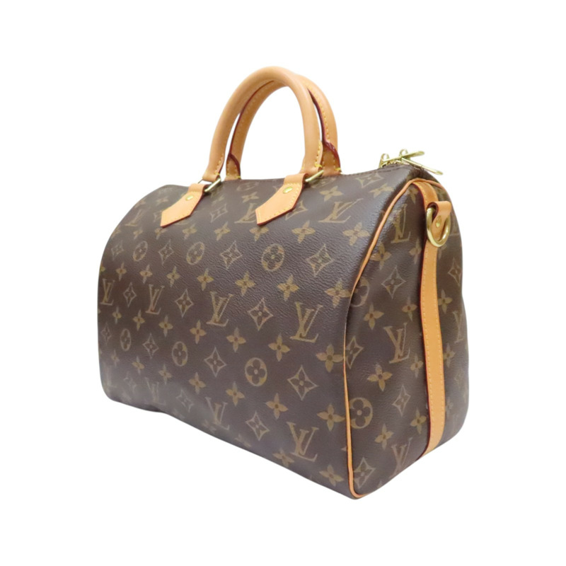 棕色 原花帆布 Speedy Bandouliere 30 兩用包【LOUIS VUITTON LV 路易威登】 M46980-2