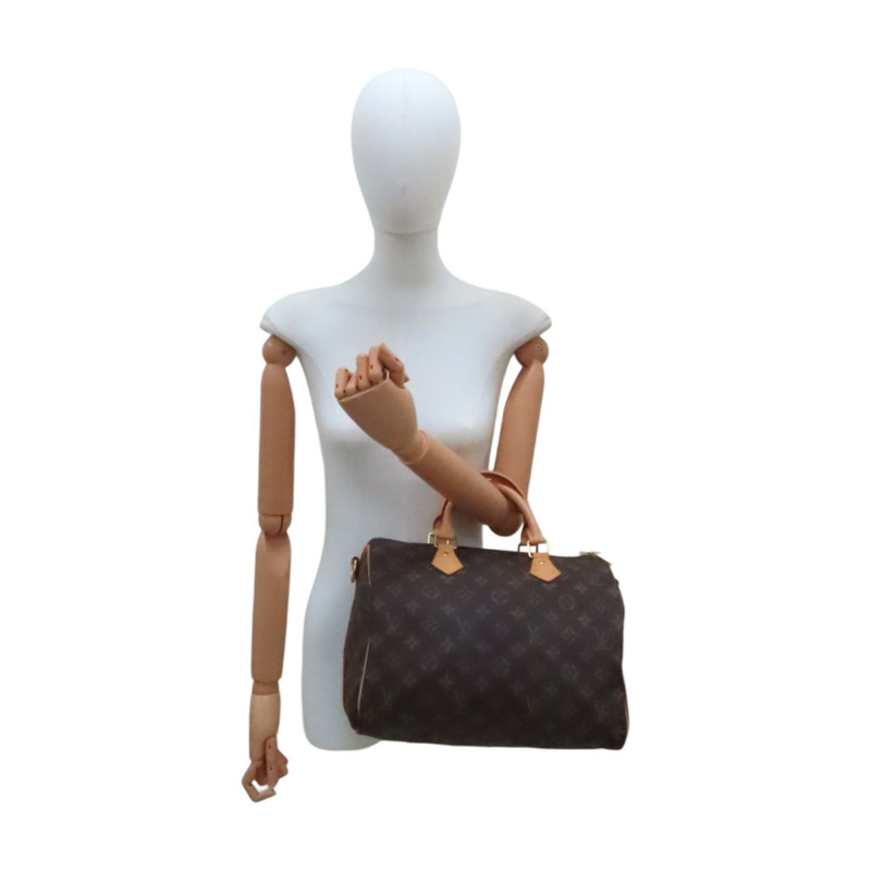 棕色 原花帆布 Speedy Bandouliere 30 兩用包【LOUIS VUITTON LV 路易威登】 M46980-8