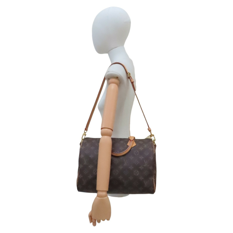 棕色 原花帆布 Speedy Bandouliere 30 兩用包【LOUIS VUITTON LV 路易威登】 M46980-9