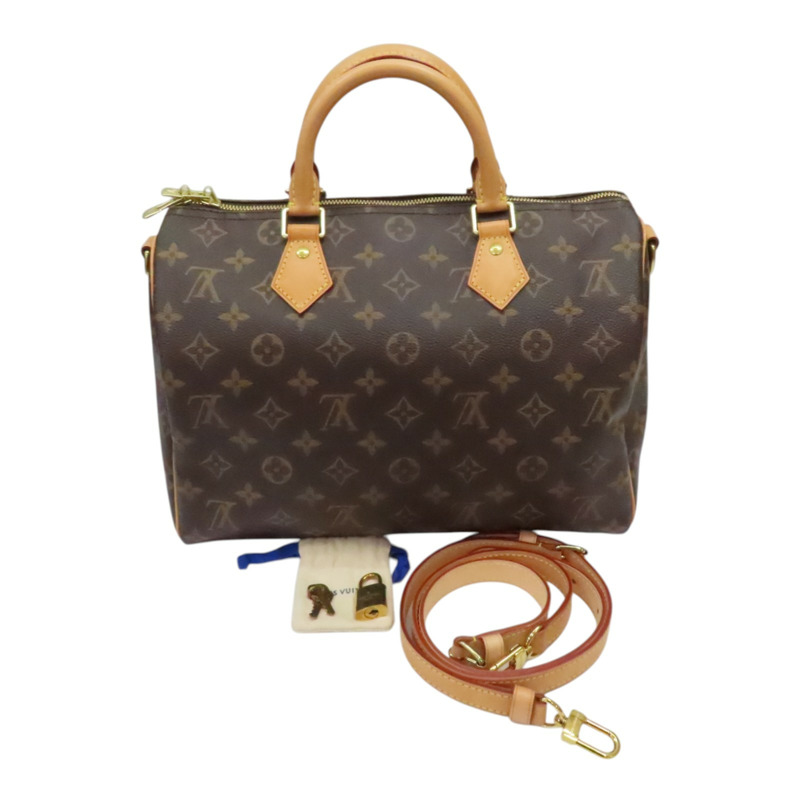 棕色 原花帆布 Speedy Bandouliere 30 兩用包【LOUIS VUITTON LV 路易威登】 M46980-10