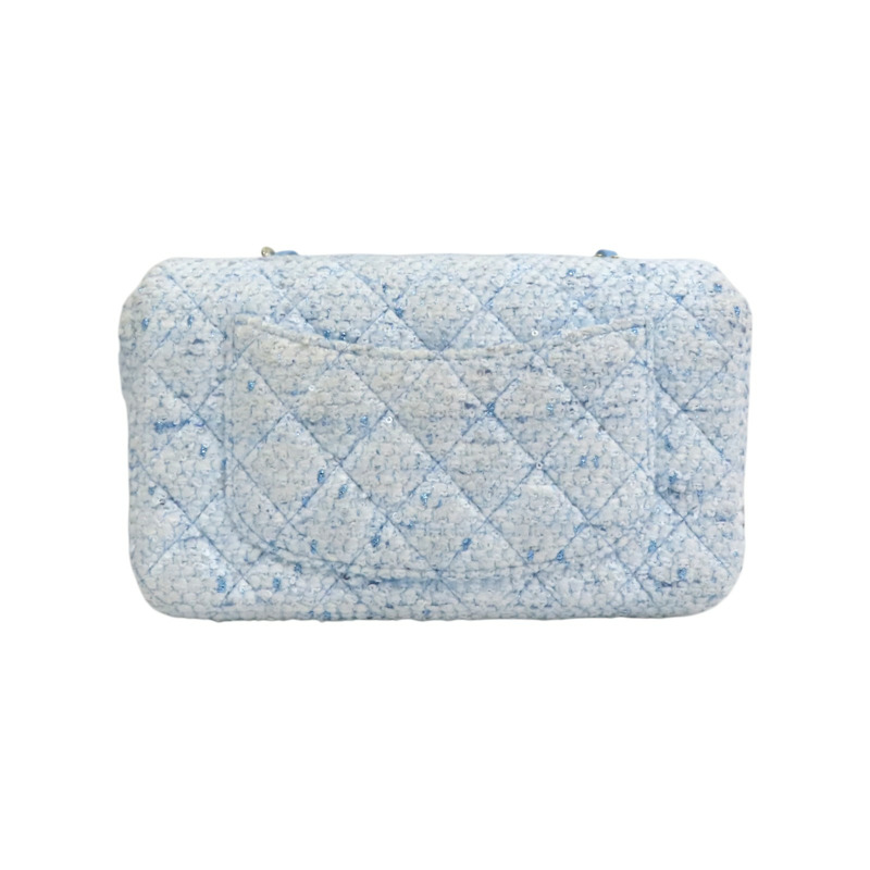 淺藍 毛尼 COCO 20 鍊帶 肩背包 銀釦【CHANEL 香奈兒】 A69900-1