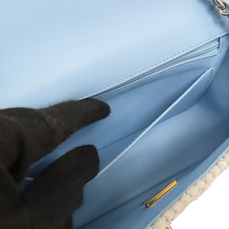 淺藍 毛尼 COCO 20 鍊帶 肩背包 銀釦【CHANEL 香奈兒】 A69900-5