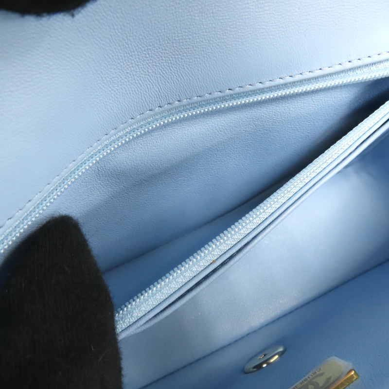 淺藍 毛尼 COCO 20 鍊帶 肩背包 銀釦【CHANEL 香奈兒】 A69900-6