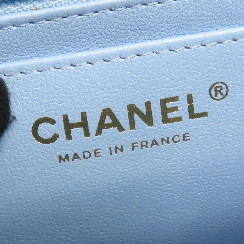 淺藍 毛尼 COCO 20 鍊帶 肩背包 銀釦【CHANEL 香奈兒】 A69900-9