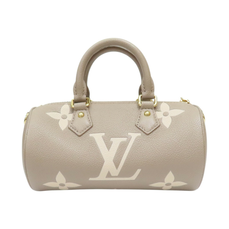 灰色 奶油色 原花 牛皮 壓紋 Papillon BB 兩用包【LOUIS VUITTON LV 路易威登】 M46031-1