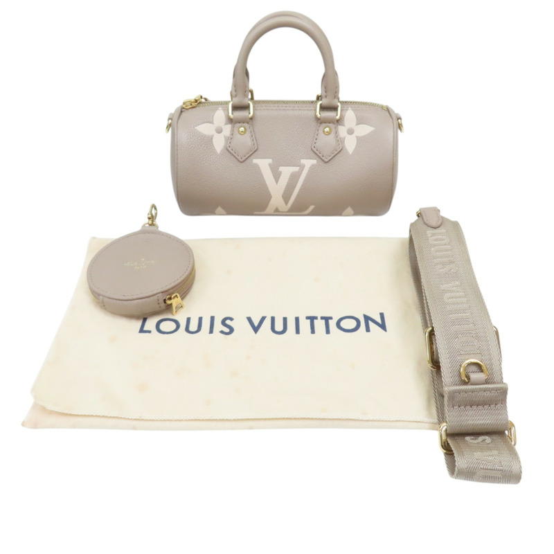 灰色 奶油色 原花 牛皮 壓紋 Papillon BB 兩用包【LOUIS VUITTON LV 路易威登】 M46031-12