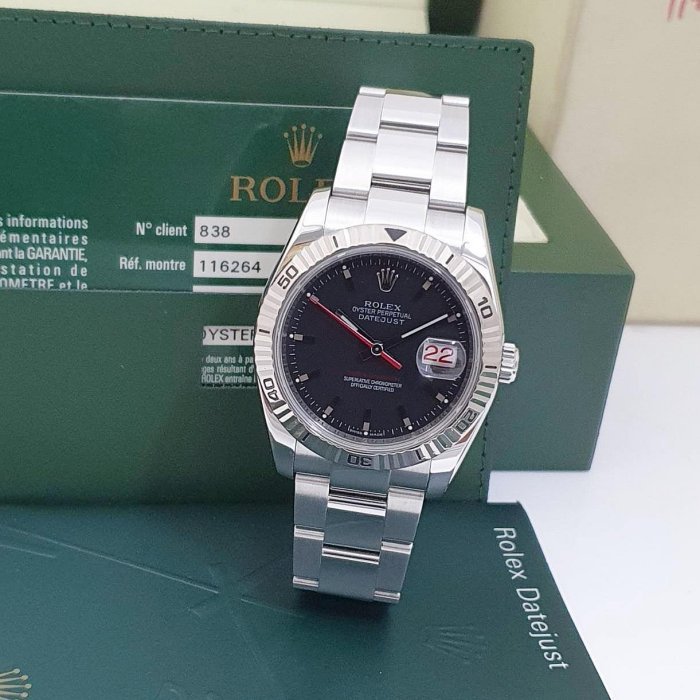 【大眾名錶】ROLEX 勞力士 116264 Datejust 黑面紅針 爬山虎 2009/08 紅字 大眾名錶B819-0