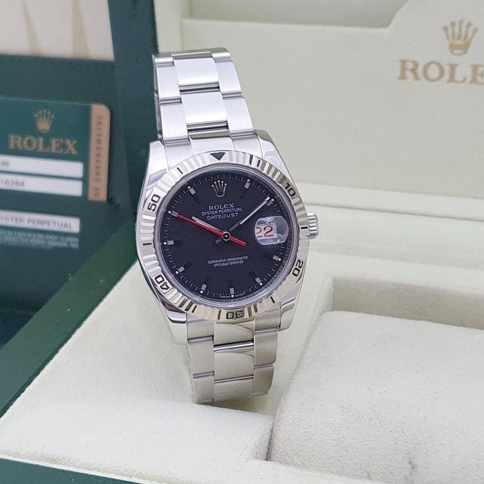 【大眾名錶】ROLEX 勞力士 116264 Datejust 黑面紅針 爬山虎 2009/08 紅字 大眾名錶B819-2