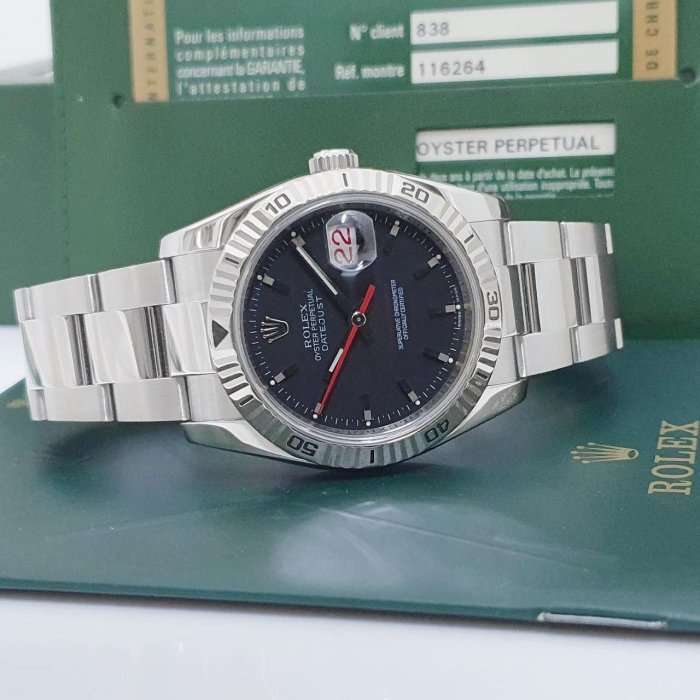 【大眾名錶】ROLEX 勞力士 116264 Datejust 黑面紅針 爬山虎 2009/08 紅字 大眾名錶B819-3