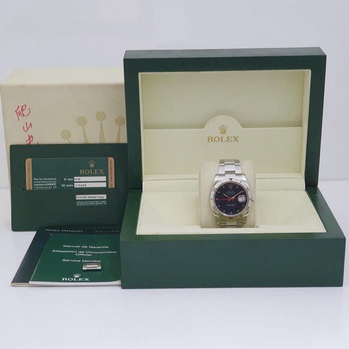 【大眾名錶】ROLEX 勞力士 116264 Datejust 黑面紅針 爬山虎 2009/08 紅字 大眾名錶B819-8