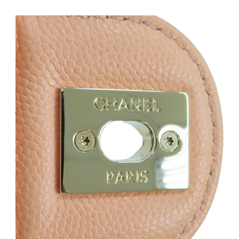 粉膚色 菱格紋 荔枝牛皮 鍊帶肩背包 淡金釦【CHANEL 香奈兒】 AS3002-8