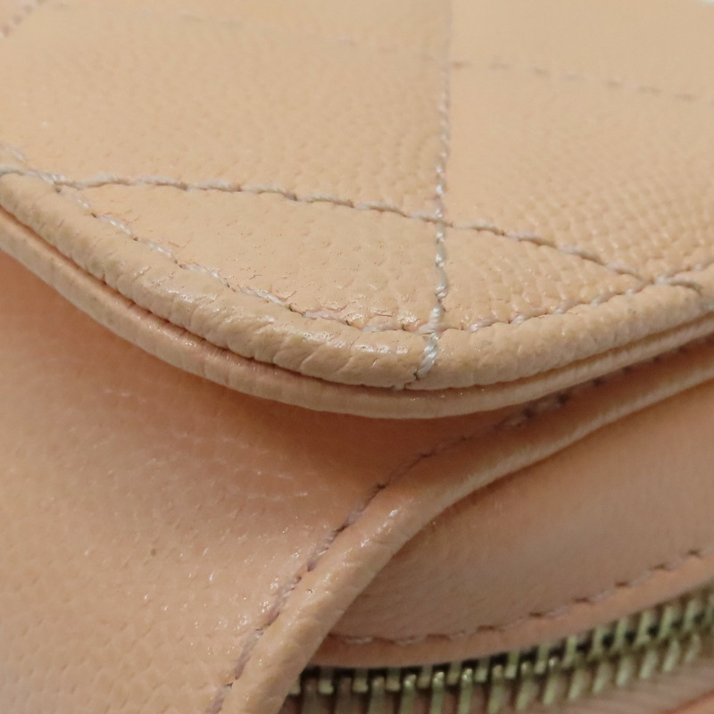 粉膚色 菱格紋 荔枝牛皮 鍊帶肩背包 淡金釦【CHANEL 香奈兒】 AS3002-15