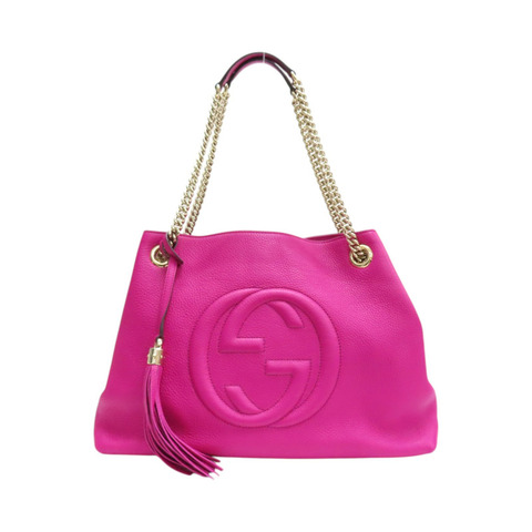 桃紅色 牛皮 流蘇 SOHO 肩背包【GUCCI 古馳】 308982