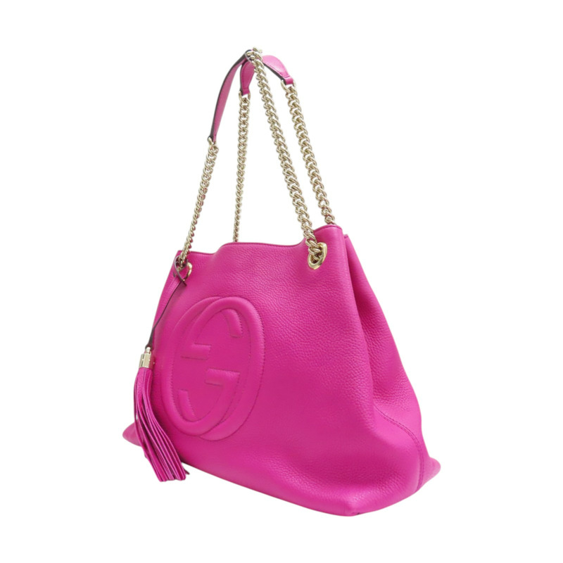 桃紅色 牛皮 流蘇 SOHO 肩背包【GUCCI 古馳】 308982-2