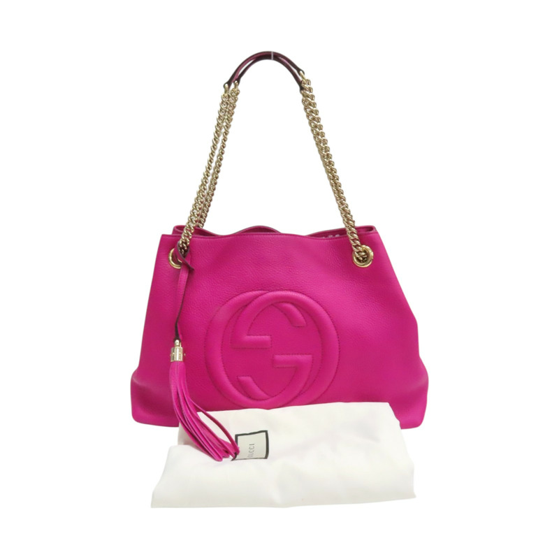 桃紅色 牛皮 流蘇 SOHO 肩背包【GUCCI 古馳】 308982-10