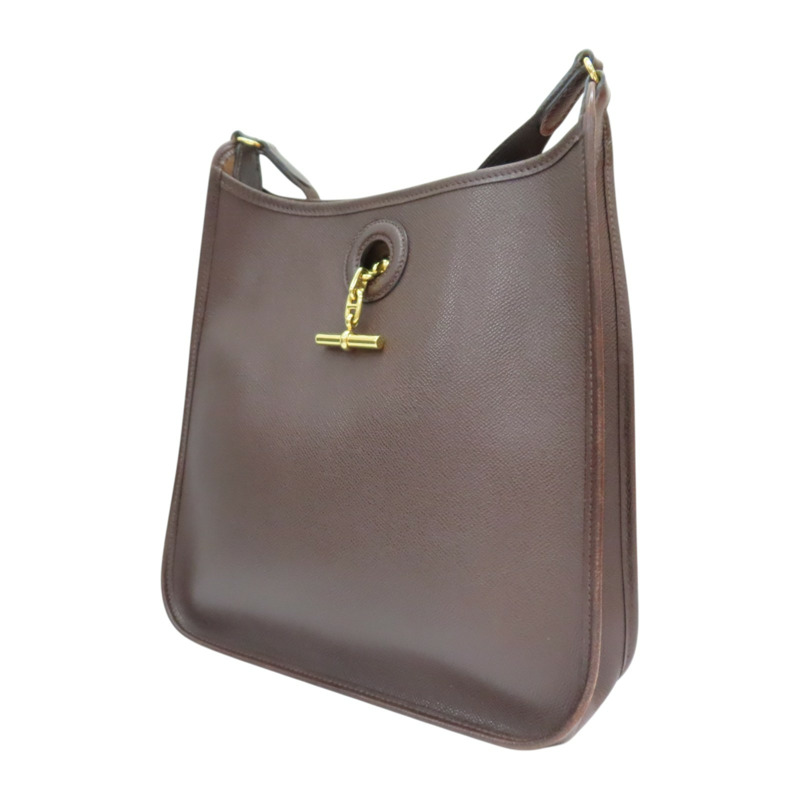 棕色 Courchevel牛皮 Vespa PM 肩背包 口H刻 金釦【HERMES 愛馬仕】-2