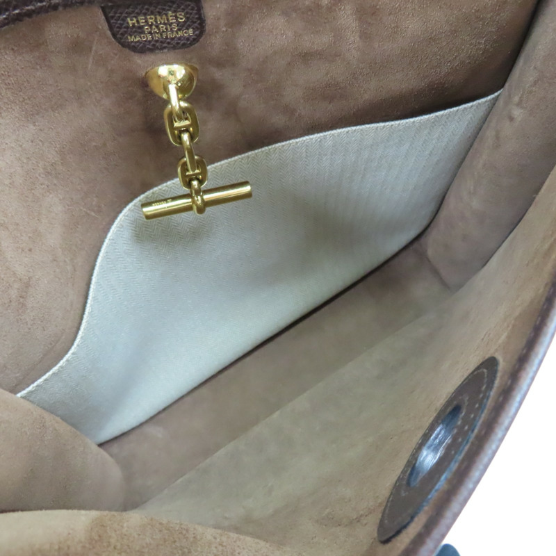 棕色 Courchevel牛皮 Vespa PM 肩背包 口H刻 金釦【HERMES 愛馬仕】-4