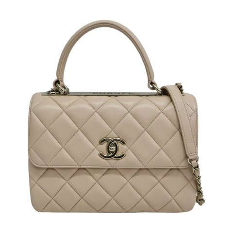 粉膚色 羊皮 Trendy 25口蓋包 鍊帶肩背包 淡金釦【CHANEL 香奈兒】 A92236