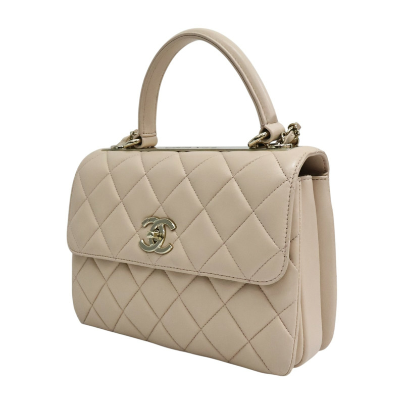 粉膚色 羊皮 Trendy 25口蓋包 鍊帶肩背包 淡金釦【CHANEL 香奈兒】 A92236-2