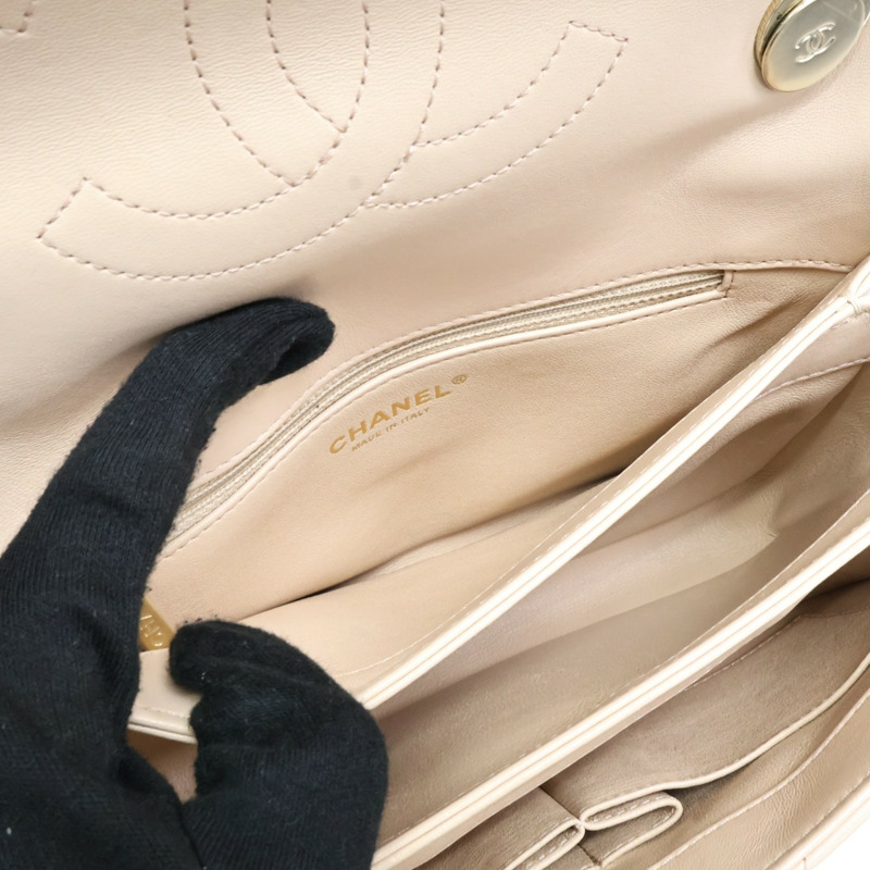 粉膚色 羊皮 Trendy 25口蓋包 鍊帶肩背包 淡金釦【CHANEL 香奈兒】 A92236-6
