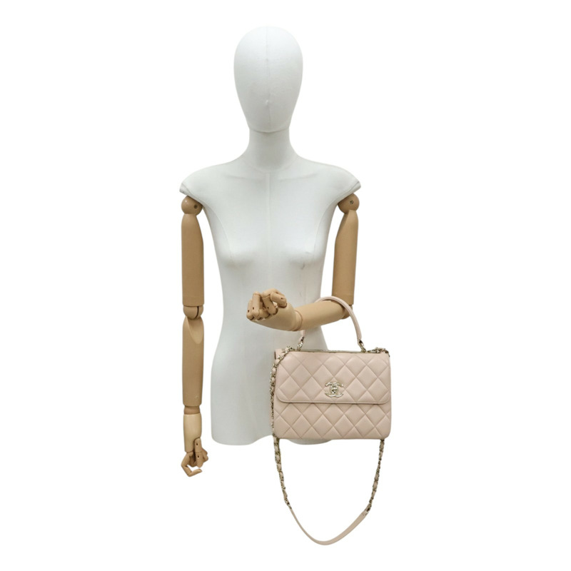 粉膚色 羊皮 Trendy 25口蓋包 鍊帶肩背包 淡金釦【CHANEL 香奈兒】 A92236-13